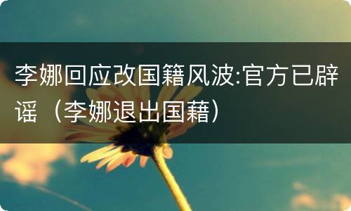 李娜回应改国籍风波:官方已辟谣（李娜退出国藉）