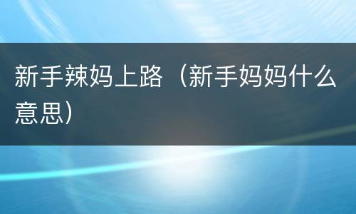 新手辣妈上路（新手妈妈什么意思）