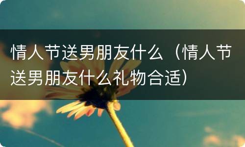 情人节送男朋友什么（情人节送男朋友什么礼物合适）