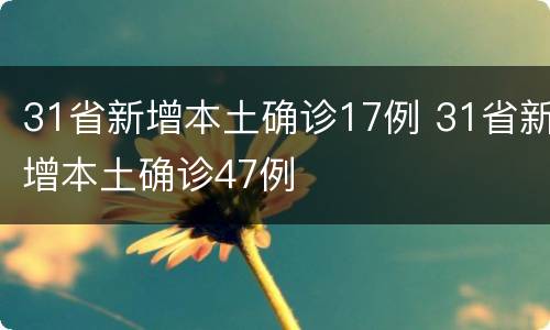 31省新增本土确诊17例 31省新增本土确诊47例