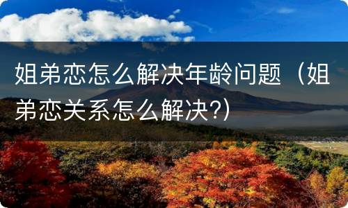 姐弟恋怎么解决年龄问题（姐弟恋关系怎么解决?）