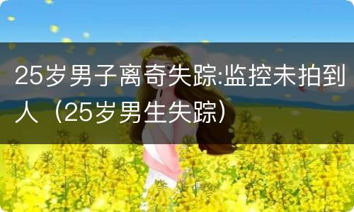 25岁男子离奇失踪:监控未拍到人（25岁男生失踪）
