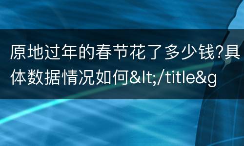 原地过年的春节花了多少钱?具体数据情况如何</title>
<meta
