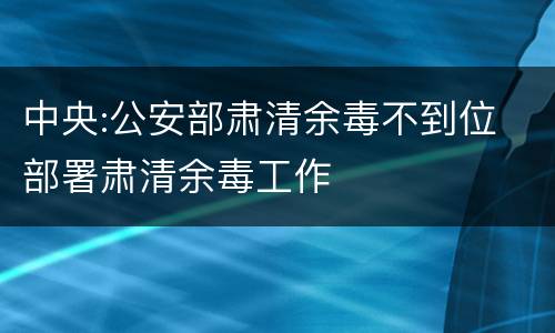 中央:公安部肃清余毒不到位 部署肃清余毒工作