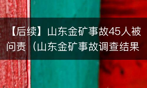 【后续】山东金矿事故45人被问责（山东金矿事故调查结果）