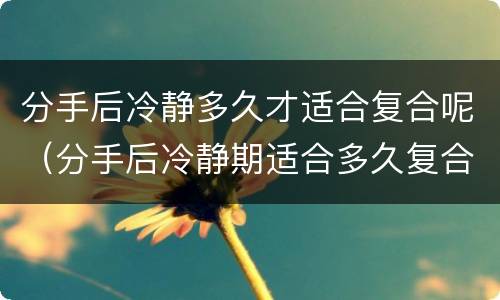 分手后冷静多久才适合复合呢（分手后冷静期适合多久复合）