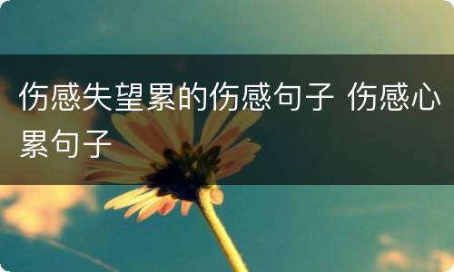 伤感失望累的伤感句子 伤感心累句子