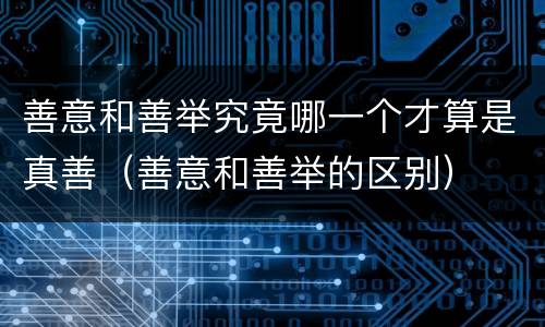 善意和善举究竟哪一个才算是真善（善意和善举的区别）