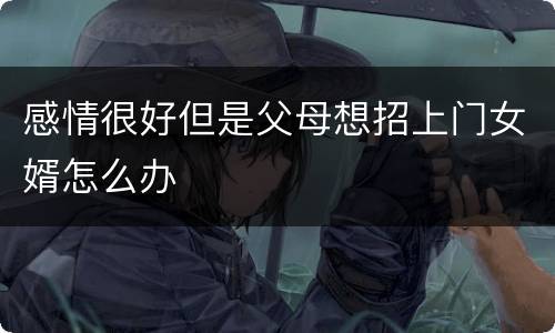 感情很好但是父母想招上门女婿怎么办