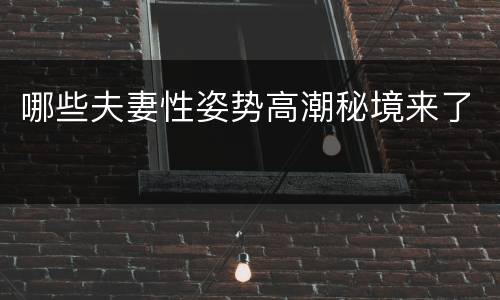 哪些夫妻性姿势高潮秘境来了