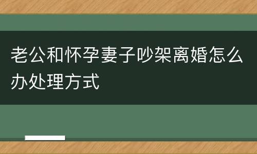 老公和怀孕妻子吵架离婚怎么办处理方式