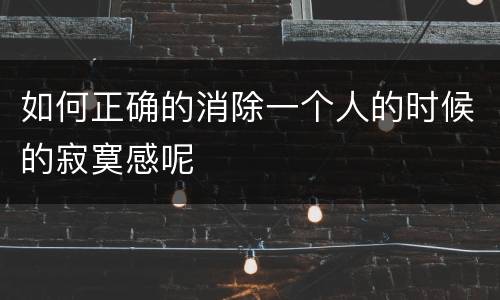 如何正确的消除一个人的时候的寂寞感呢