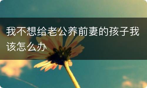我不想给老公养前妻的孩子我该怎么办