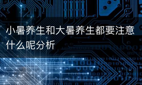 小暑养生和大暑养生都要注意什么呢分析