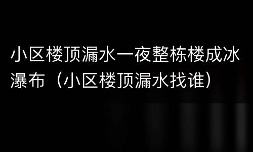 小区楼顶漏水一夜整栋楼成冰瀑布（小区楼顶漏水找谁）