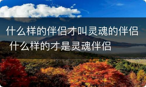 什么样的伴侣才叫灵魂的伴侣 什么样的才是灵魂伴侣