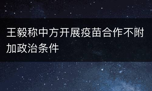 王毅称中方开展疫苗合作不附加政治条件