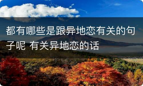 都有哪些是跟异地恋有关的句子呢 有关异地恋的话