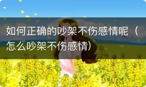 如何正确的吵架不伤感情呢（怎么吵架不伤感情）
