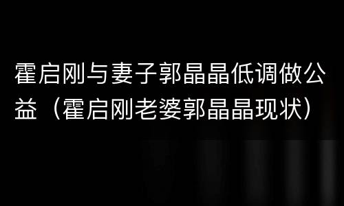 霍启刚与妻子郭晶晶低调做公益（霍启刚老婆郭晶晶现状）