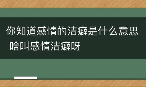 你知道感情的洁癖是什么意思 啥叫感情洁癖呀