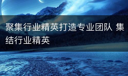 聚集行业精英打造专业团队 集结行业精英