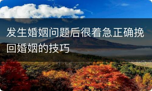 发生婚姻问题后很着急正确挽回婚姻的技巧