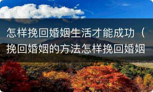 怎样挽回婚姻生活才能成功（挽回婚姻的方法怎样挽回婚姻）