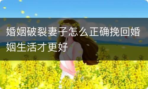婚姻破裂妻子怎么正确挽回婚姻生活才更好