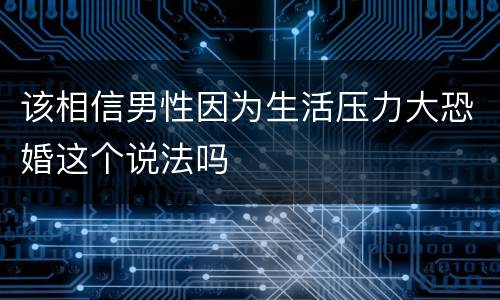该相信男性因为生活压力大恐婚这个说法吗