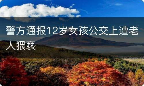 警方通报12岁女孩公交上遭老人猥亵