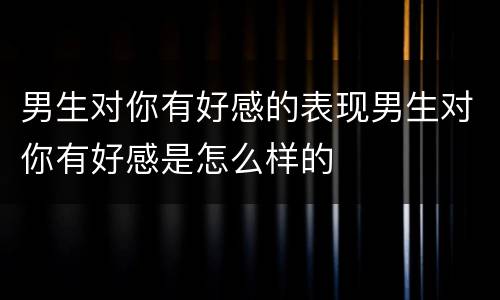 男生对你有好感的表现男生对你有好感是怎么样的