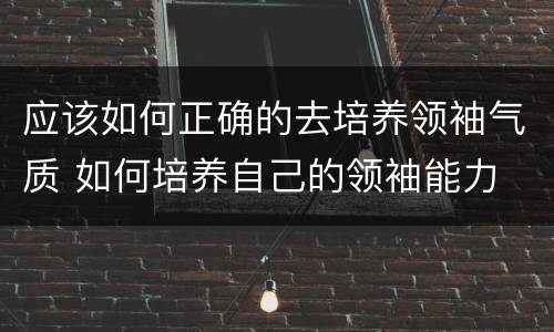 应该如何正确的去培养领袖气质 如何培养自己的领袖能力