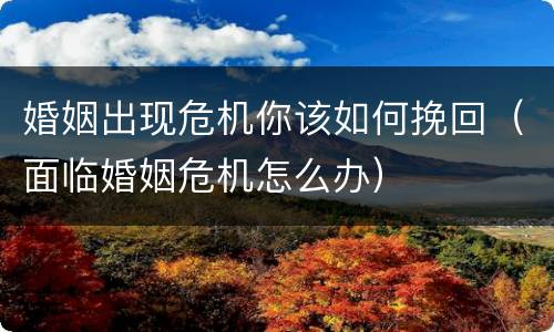 婚姻出现危机你该如何挽回（面临婚姻危机怎么办）