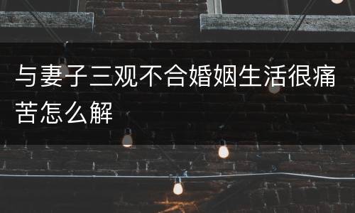 与妻子三观不合婚姻生活很痛苦怎么解
