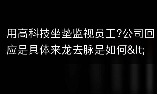 用高科技坐垫监视员工?公司回应是具体来龙去脉是如何</title>
<meta
