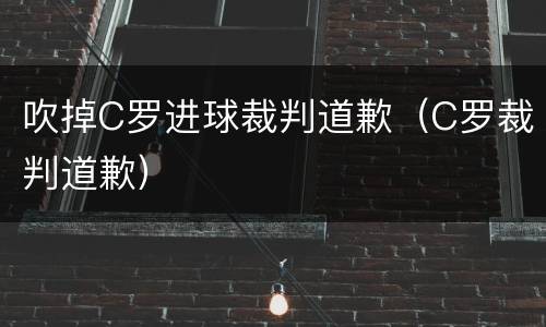 吹掉C罗进球裁判道歉（C罗裁判道歉）