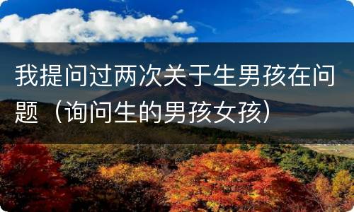 我提问过两次关于生男孩在问题（询问生的男孩女孩）