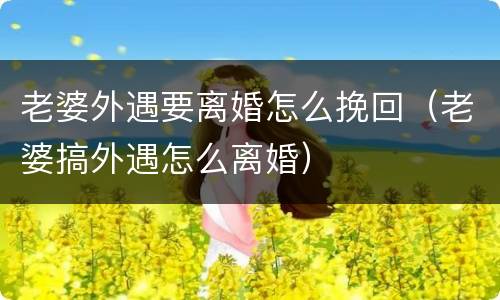 老婆外遇要离婚怎么挽回（老婆搞外遇怎么离婚）