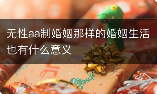 无性aa制婚姻那样的婚姻生活也有什么意义