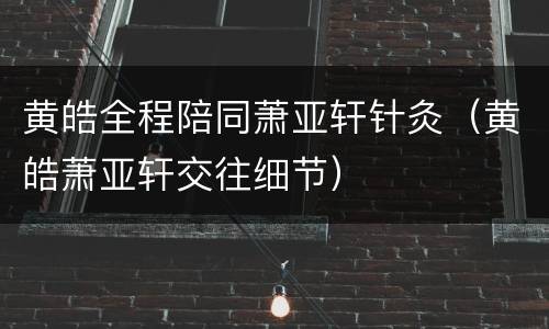 黄皓全程陪同萧亚轩针灸（黄皓萧亚轩交往细节）