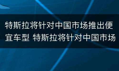 特斯拉将针对中国市场推出便宜车型 特斯拉将针对中国市场推出便宜车型吗