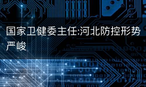 国家卫健委主任:河北防控形势严峻