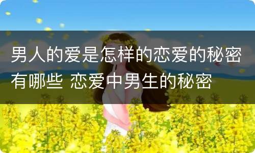 男人的爱是怎样的恋爱的秘密有哪些 恋爱中男生的秘密