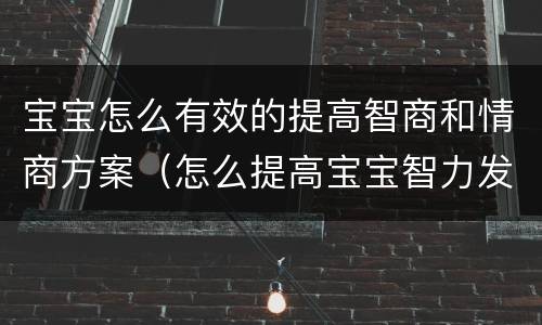 宝宝怎么有效的提高智商和情商方案（怎么提高宝宝智力发育）