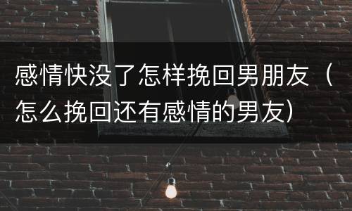 感情快没了怎样挽回男朋友（怎么挽回还有感情的男友）