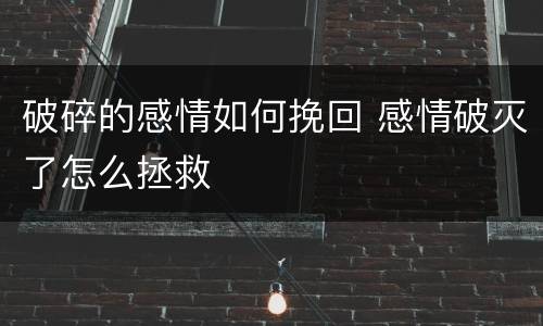 破碎的感情如何挽回 感情破灭了怎么拯救