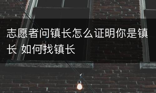 志愿者问镇长怎么证明你是镇长 如何找镇长