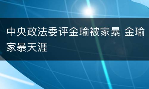 中央政法委评金瑜被家暴 金瑜家暴天涯