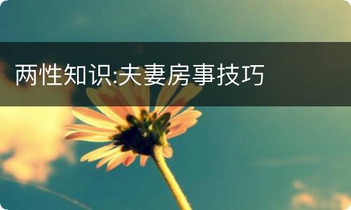 两性知识:夫妻房事技巧